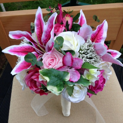 Pink Tiger Lily Bridesmaid Bouquet